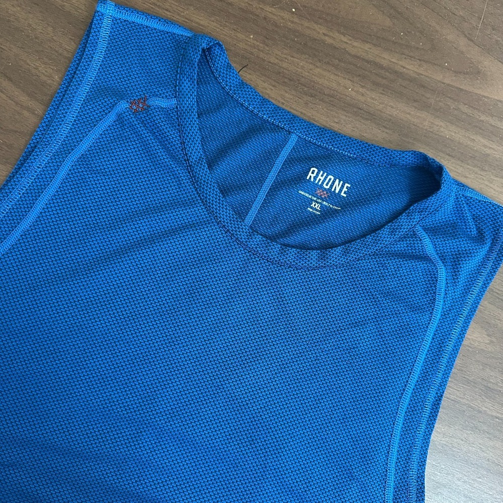 Rhone Mesh Tank Top Blue Stretch Flatlock Seams Gym Athletic Training Mens 2XL